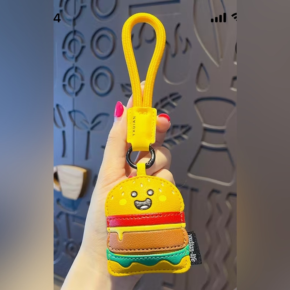 NWT Burger Keychain Bag charm with Strap